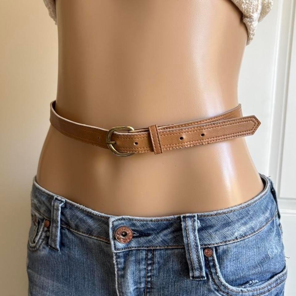 Y2k 2000s Tan Minimalist Skinny Belt